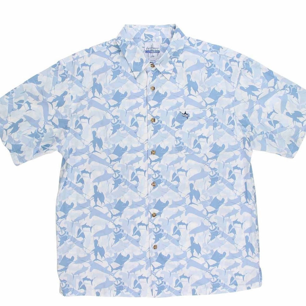 Guy Harvey kaleido Men's Blue Patterned fish ‎ Shirt